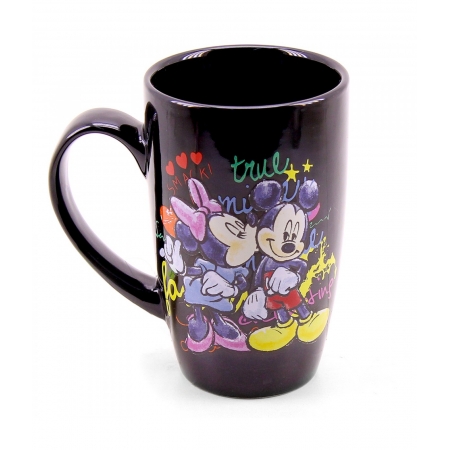 Caneca Porcelana Preta Mickey & Minnie 400ml - Disney ampliada