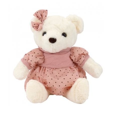 Urso Vestido Rosa Bolinhas 30cm - PelÃºcia ampliada