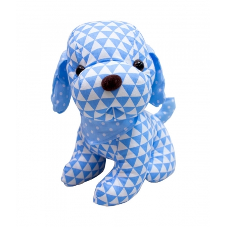 Cachorro Sentado Pano Azul 29cm - PelÃºcia ampliada