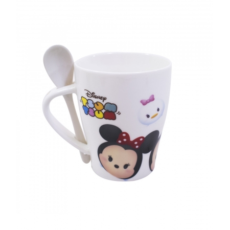 Caneca De Porcelana Com Colher Mickey & Minnie Tsum Tsum 310ml - Disney ampliada