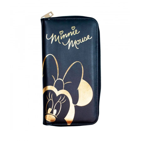 Carteira preta cabe passaporte Minnie Disney ampliada