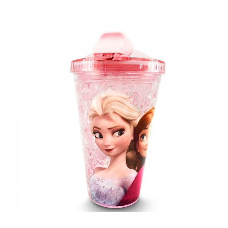 Copo Congelante Rosa Frozen Elsa e Anna Disney ampliada