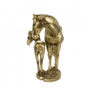 Cavalos MÃ£e Filhote Dourados 21cm - Resina Animais