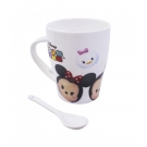 Caneca De Porcelana Com Colher Mickey & Minnie Tsum Tsum 310ml - Disney