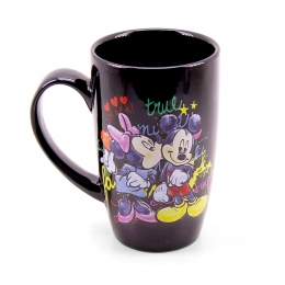 Caneca Porcelana Preta Mickey & Minnie 400ml - Disney