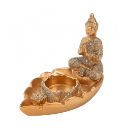 Buda Dourado Porta Vela 10cm