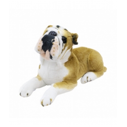Cachorro Bulldog Marrom Claro Deitado Realista 55cm - PelÃºcia