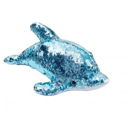 Golfinho de pelúcia com pele de lantejoula azul