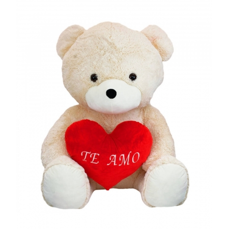 Urso Branco CoraÃ§Ã£o Te Amo 90cm - PelÃºcia ampliada