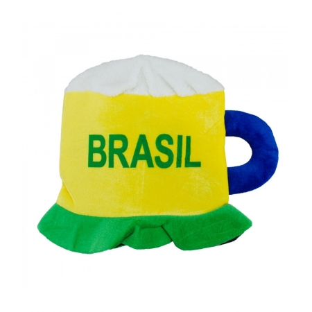 ChapÃ©u Torcedor Tecido Caneca Cerveja Cores Brasil 35x30cm ampliada