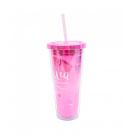 Copo Rosa Diva com Canudo 650ml