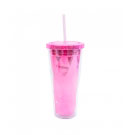 Copo Rosa Diva com Canudo 650ml