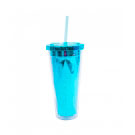 Copo Azul Chic com Canudo 650ml