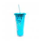 Copo Azul Chic com Canudo 650ml