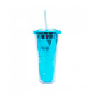 Copo Azul Chic com Canudo 650ml