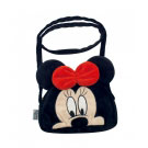 Bolsa de Pelúcia Preta com Rosto Minnie