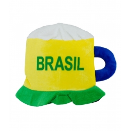 ChapÃ©u Torcedor Tecido Caneca Cerveja Cores Brasil 35x30cm